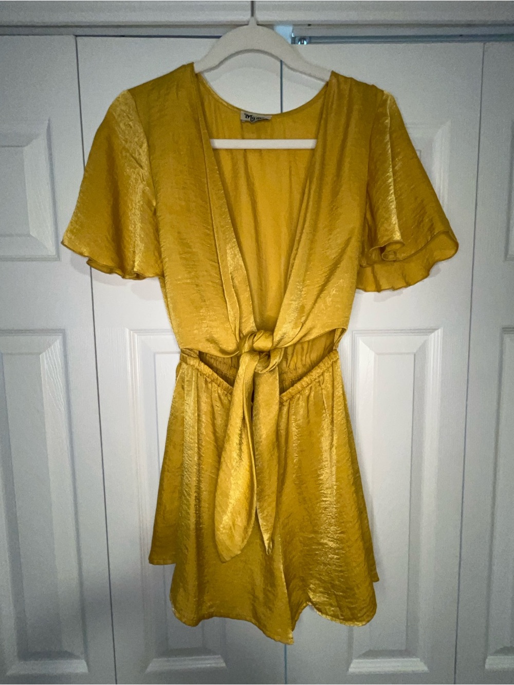 Show Me Your MuMu Mustard Yellow Tie-Front Mini Dress
